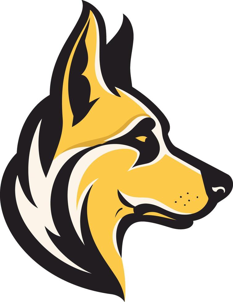 A dog head with a yellow and black color scheme vector