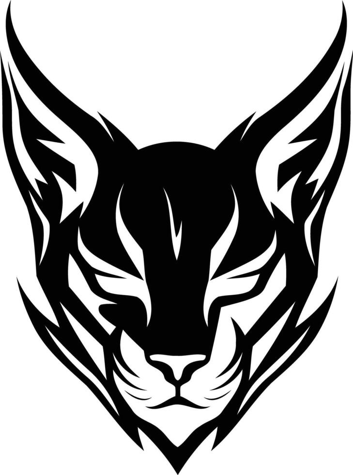 A black and white cat head with a large tail vector
