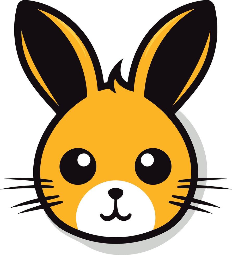 A cartoon rabbit head with black ears and a yellow face vector