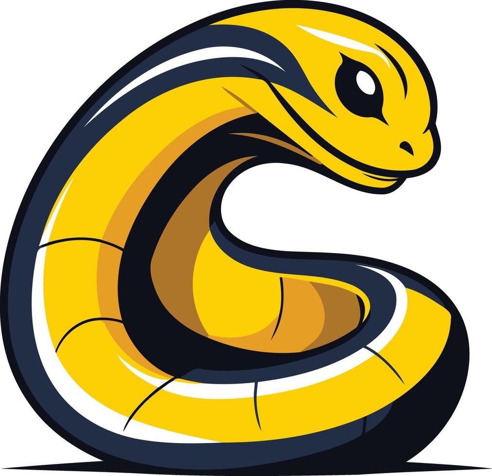 A cartoon snake with a yellow and black tail vector