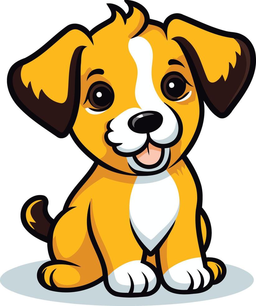 A cartoon dog sitting down with its tongue out vector