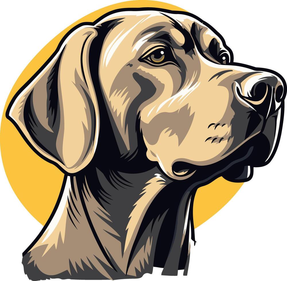 A dog head with a yellow circle in the middle vector
