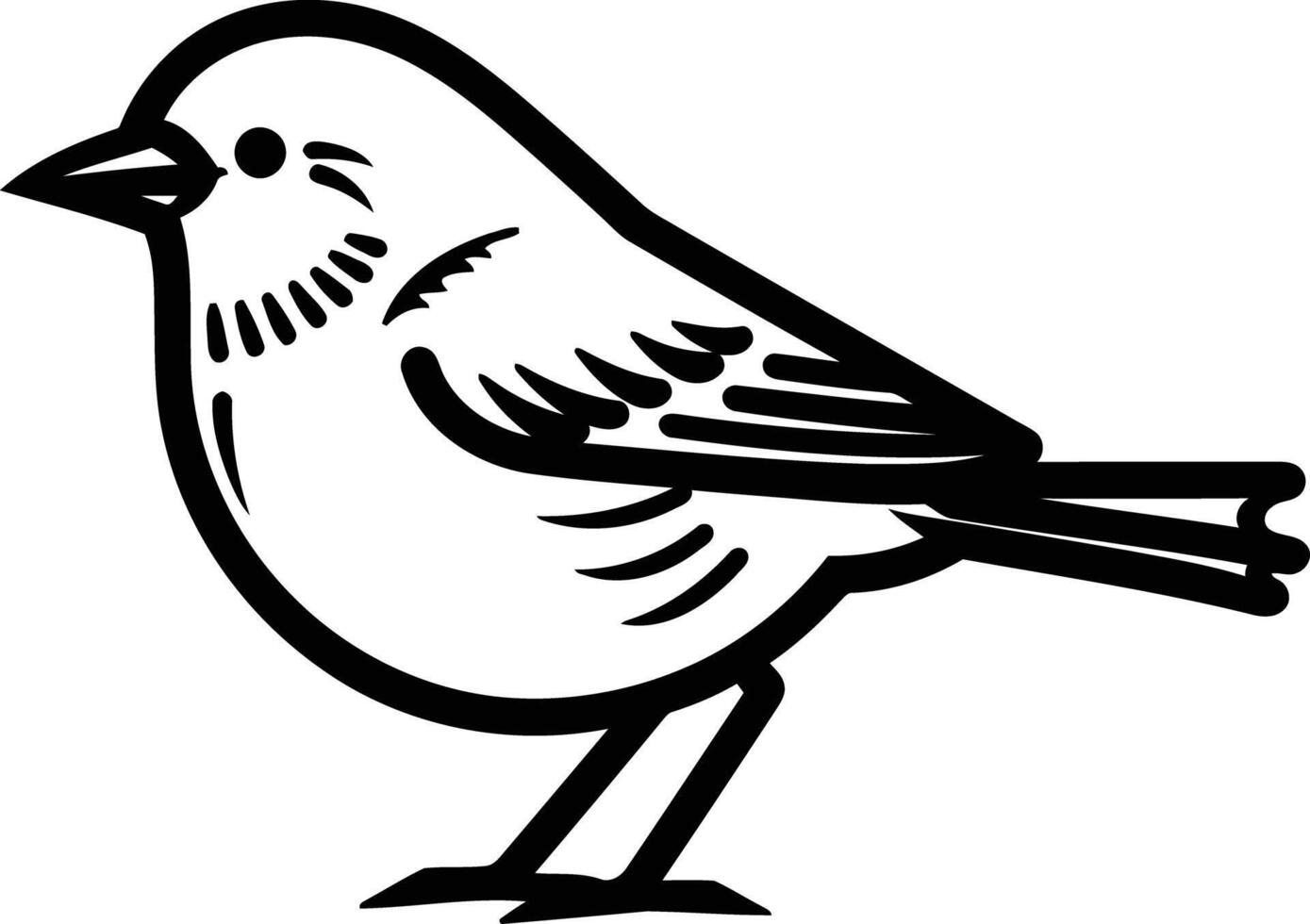 A black and white drawing of a bird vector