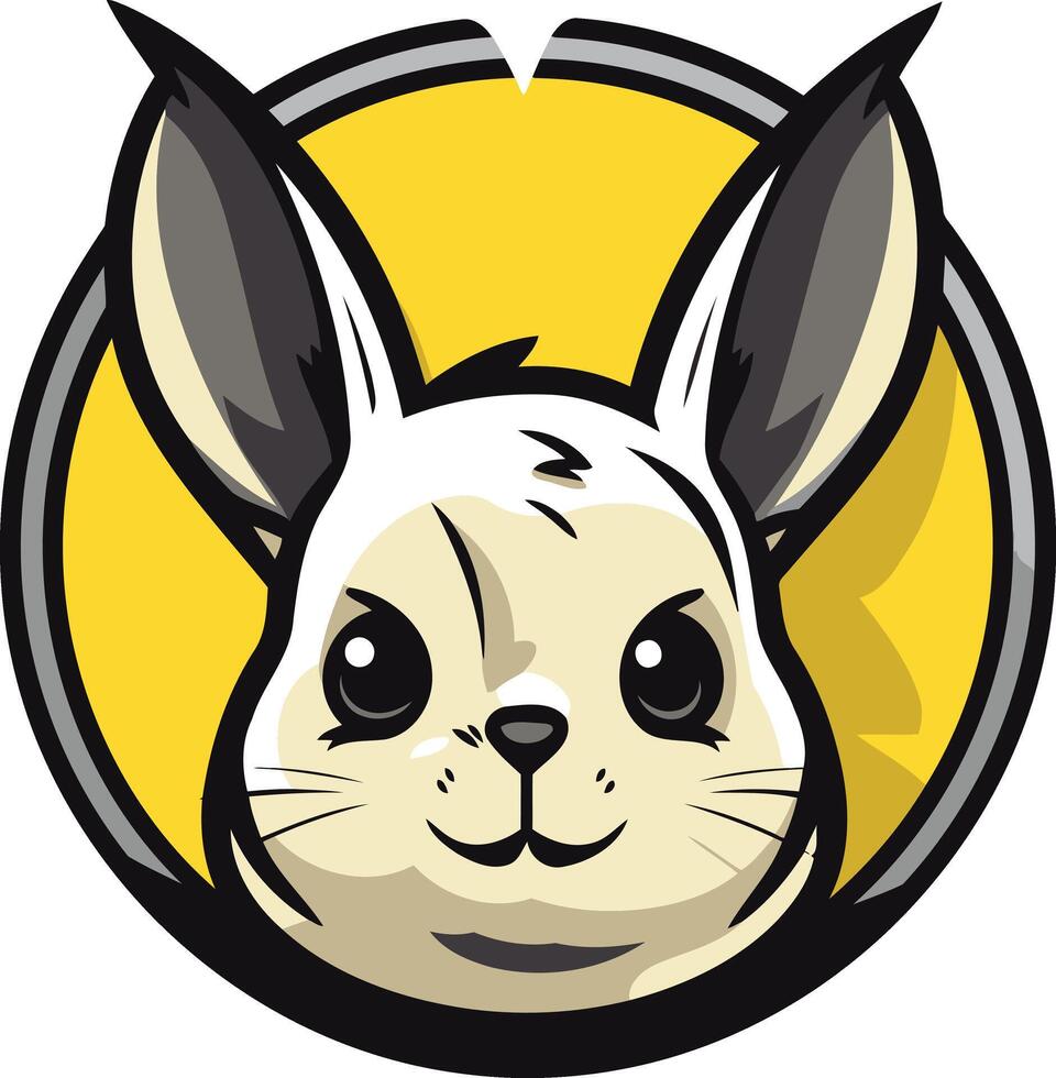 A rabbit head in a yellow circle vector