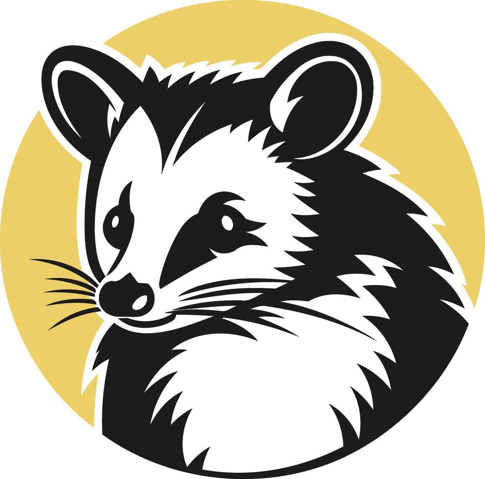 An opossum head in a circle vector