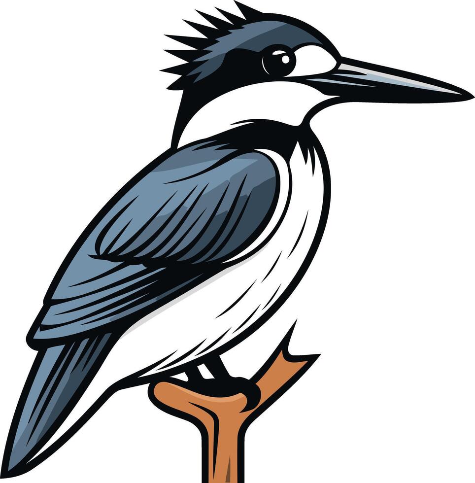A cartoon bird sitting on a branch vector