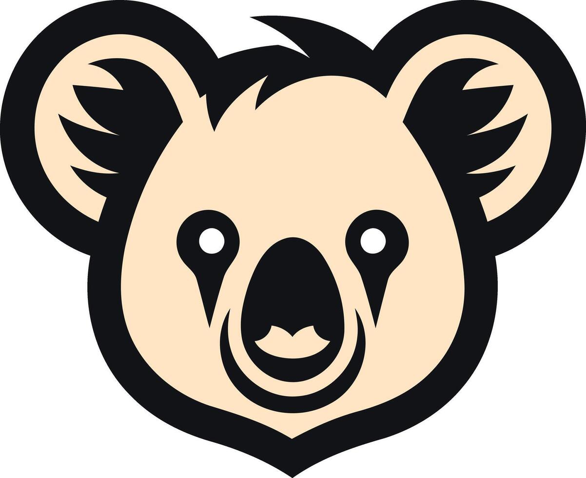 A koala bear head with a black nose and black eyes vector