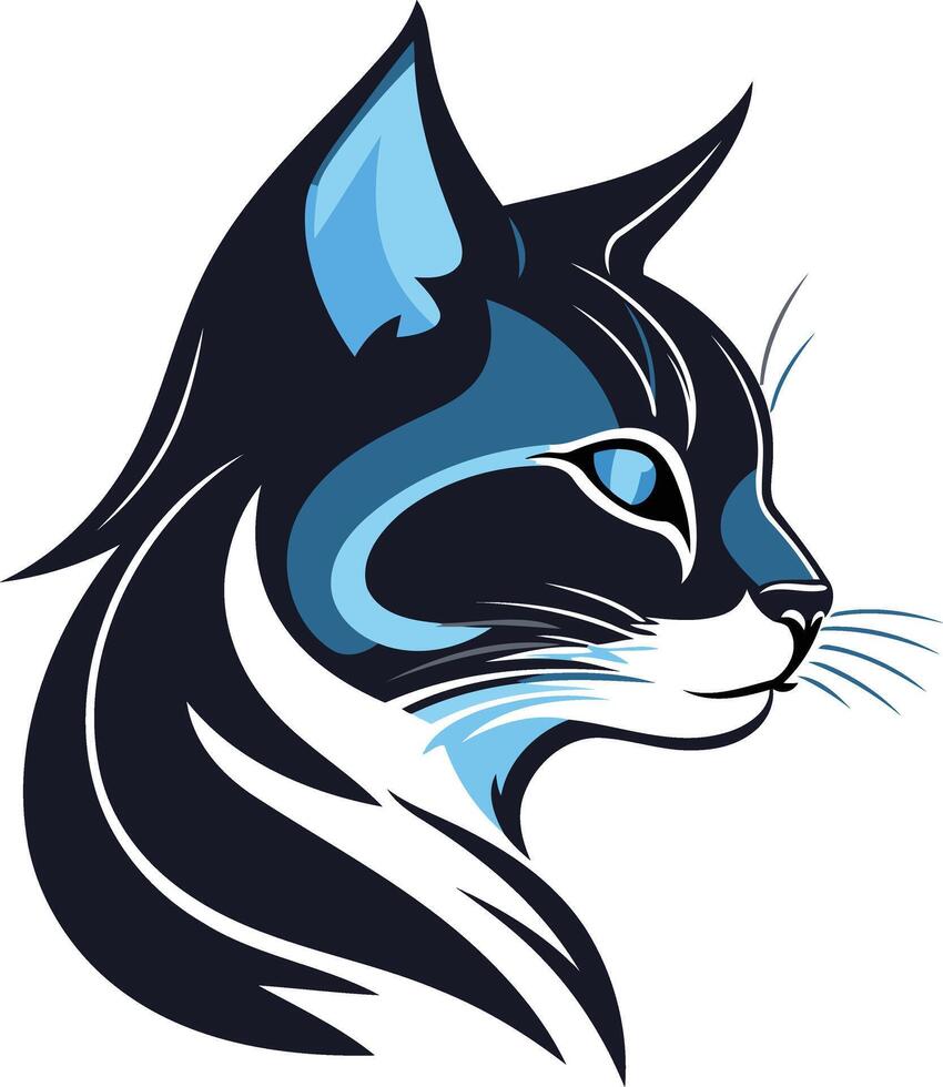 A black and blue cat head with blue eyes vector