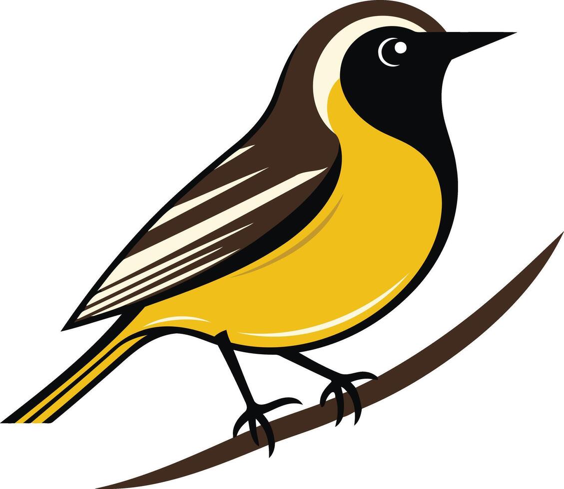 A yellow and black bird sitting on a branch vector