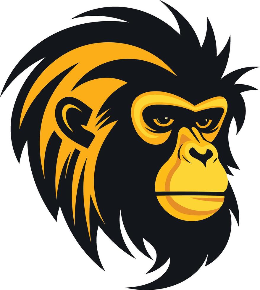 A monkey head with a black and yellow color scheme vector