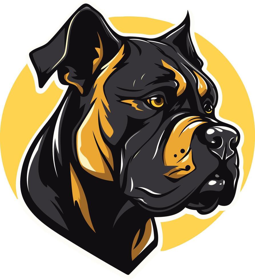 A dog head with a black and yellow face vector