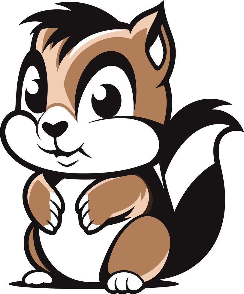 A cartoon squirrel with a black and white face vector