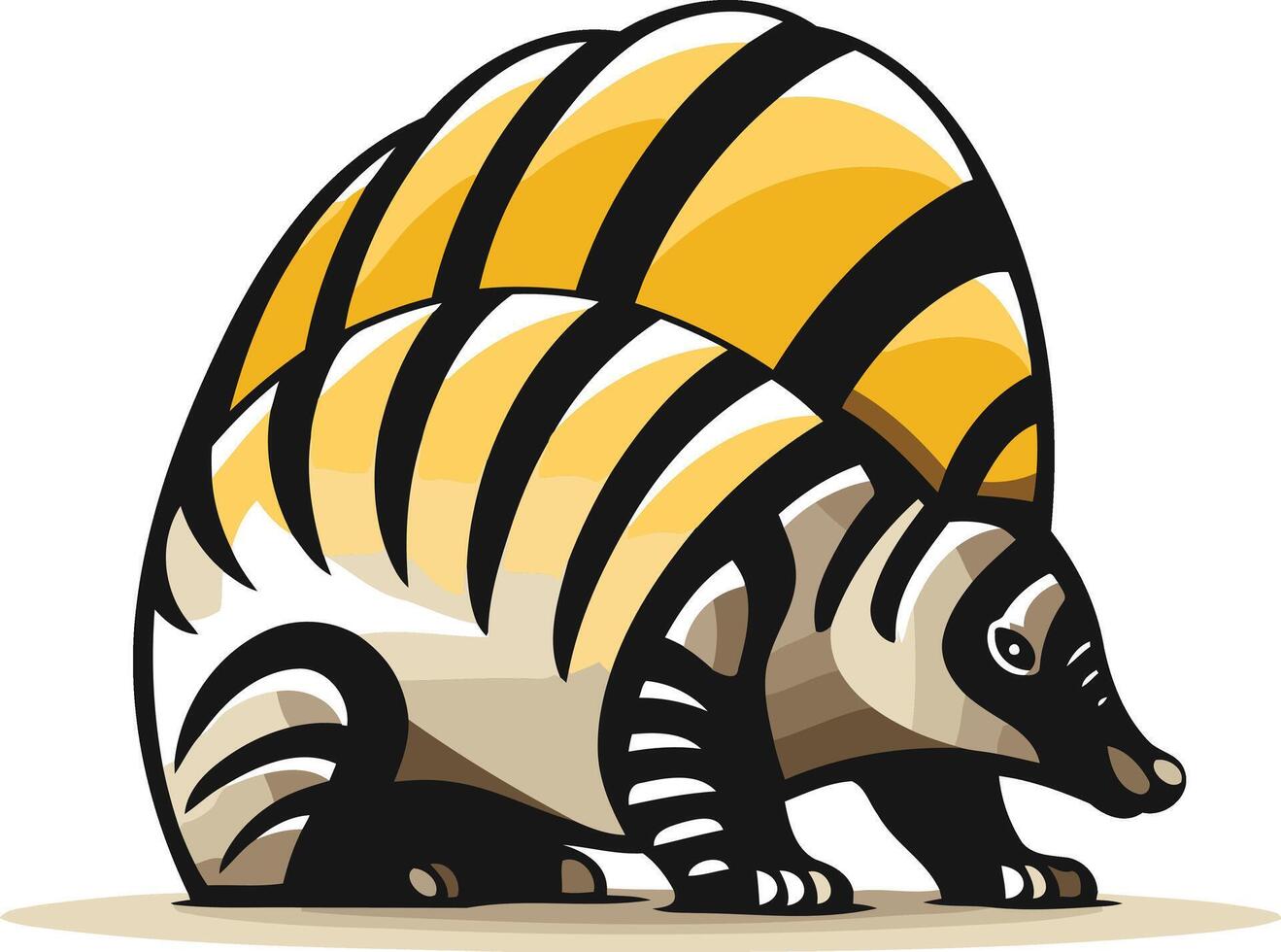 An armadillo with stripes on its back vector