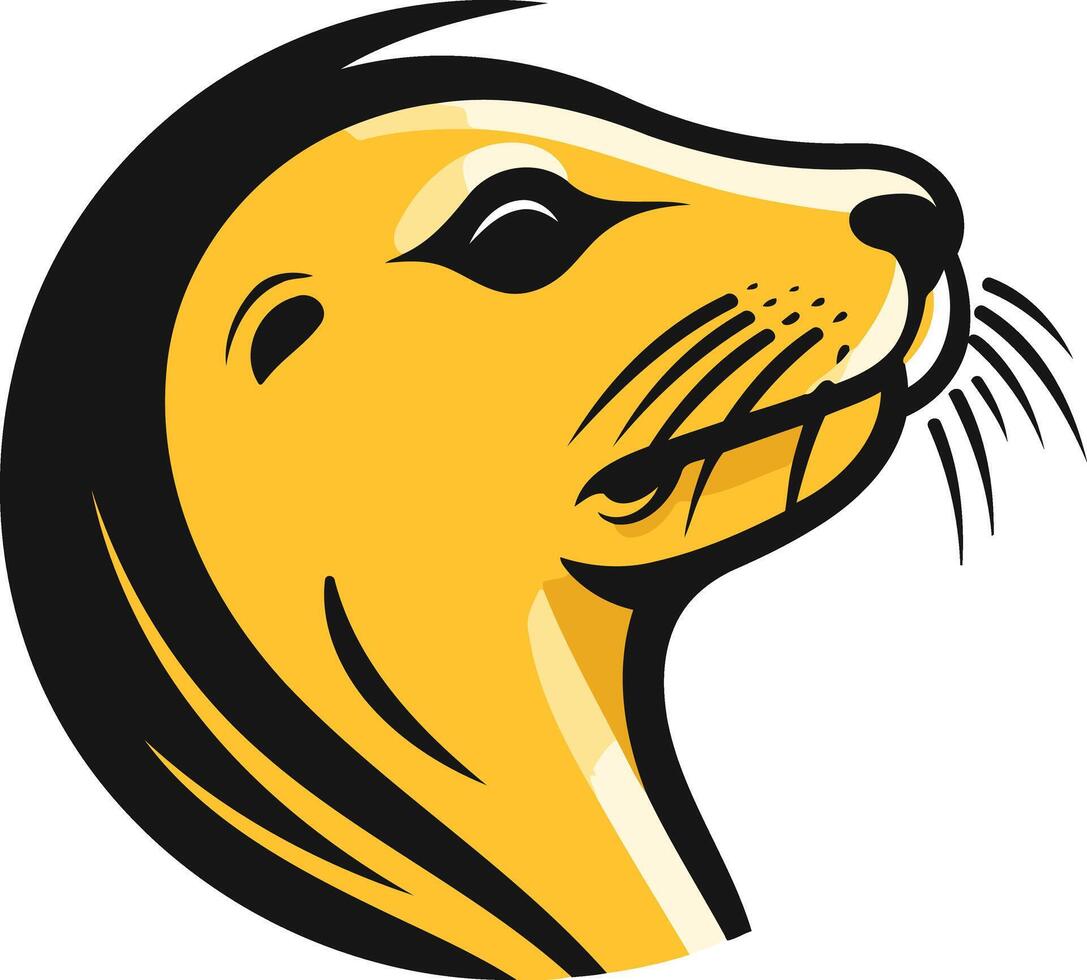 A yellow seal head with black and white stripes vector