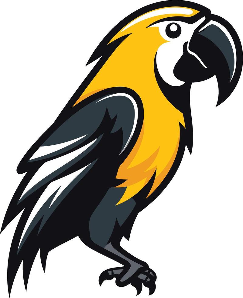 A yellow and black parrot mascot vector