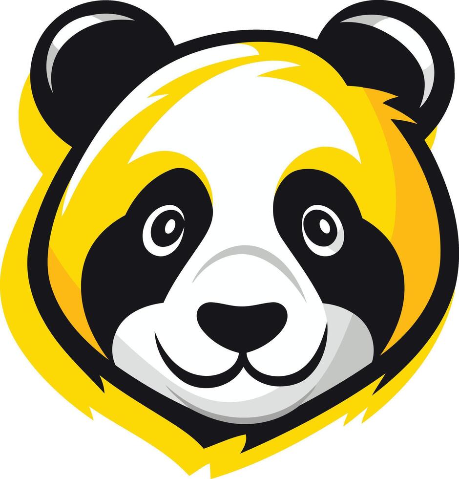 A panda bear head with a yellow and black background vector