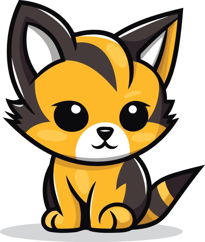 A cartoon cat with big eyes and a black and yellow tail vector