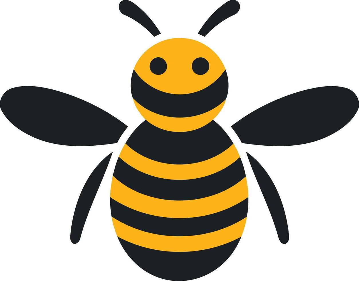 A bee icon with black and yellow stripes vector