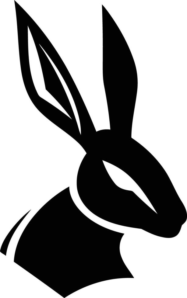 A black and white silhouette of a rabbit head vector