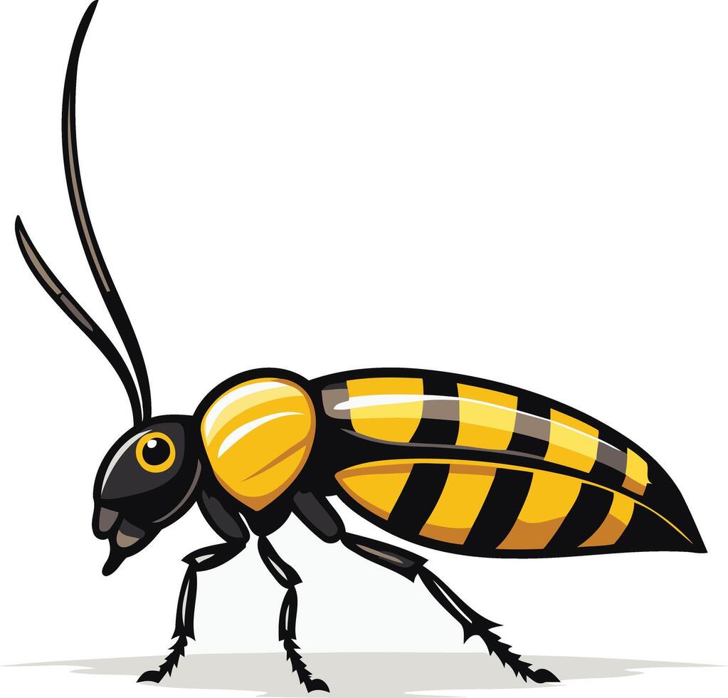 A cartoon bug with black and yellow stripes vector
