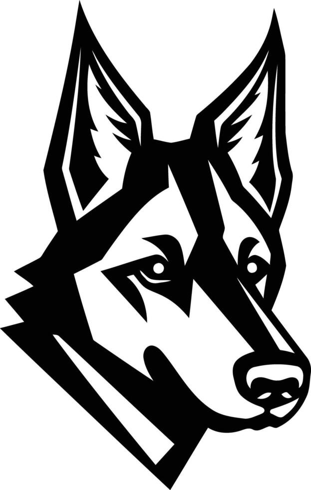 A black and white drawing of a dog's head vector