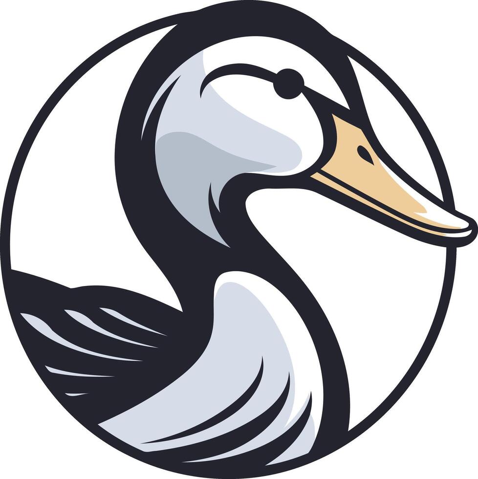 A duck head in a circle on a white background vector