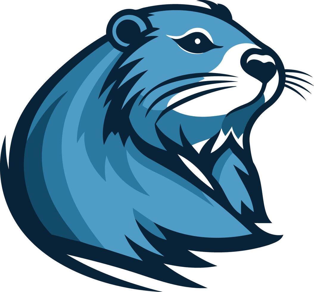 The mascot of a beaver is shown in blue vector