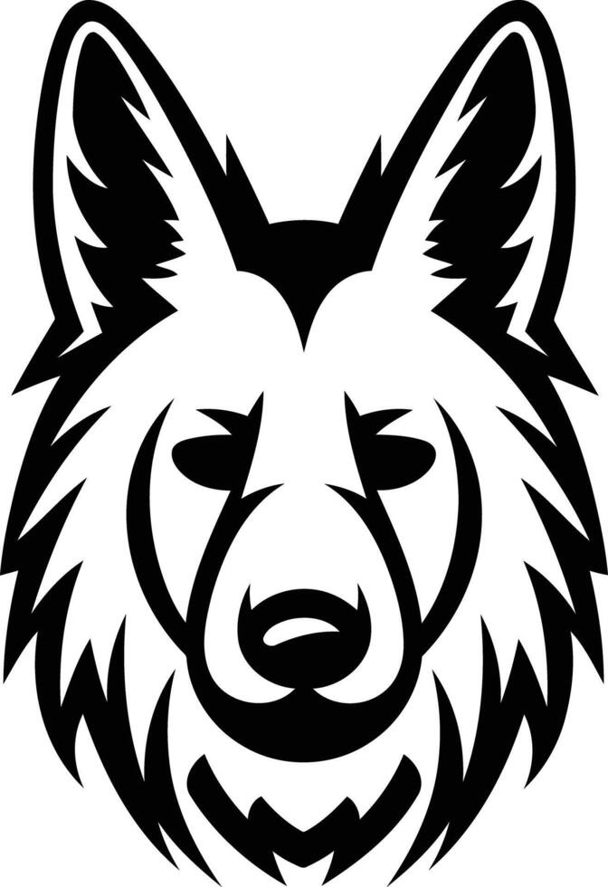 A black and white wolf head on a white background vector
