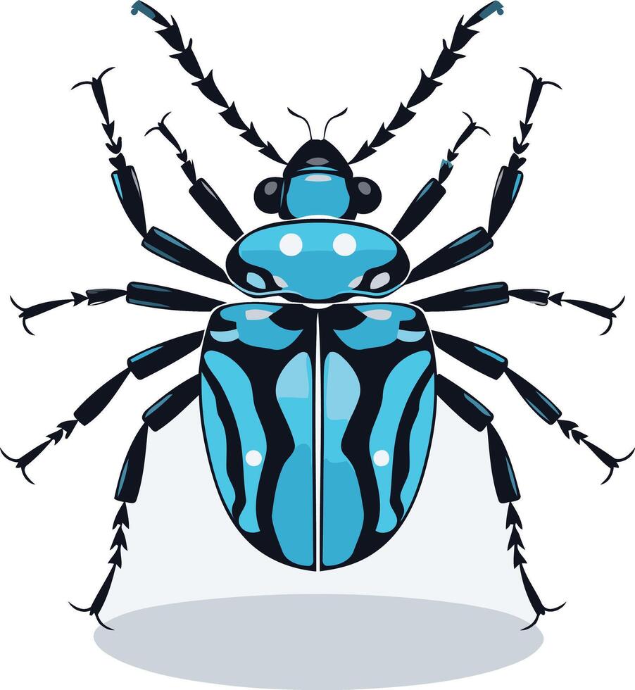 A blue beetle with black and white stripes vector