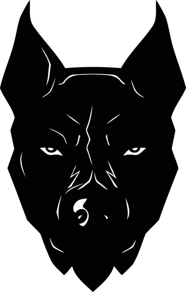 A black and white silhouette of a dog's head vector