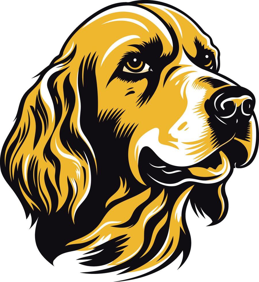 A golden retriever dog head with a long tail vector