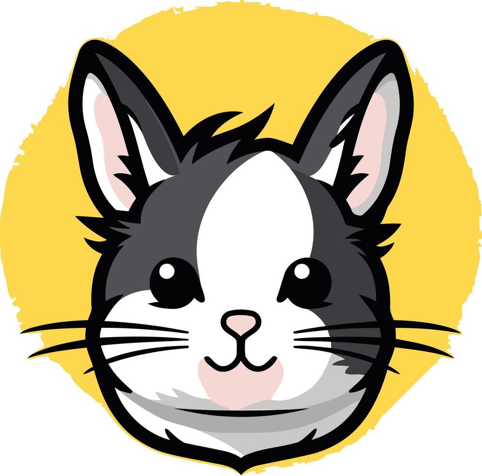 A cartoon rabbit head with a yellow circle vector