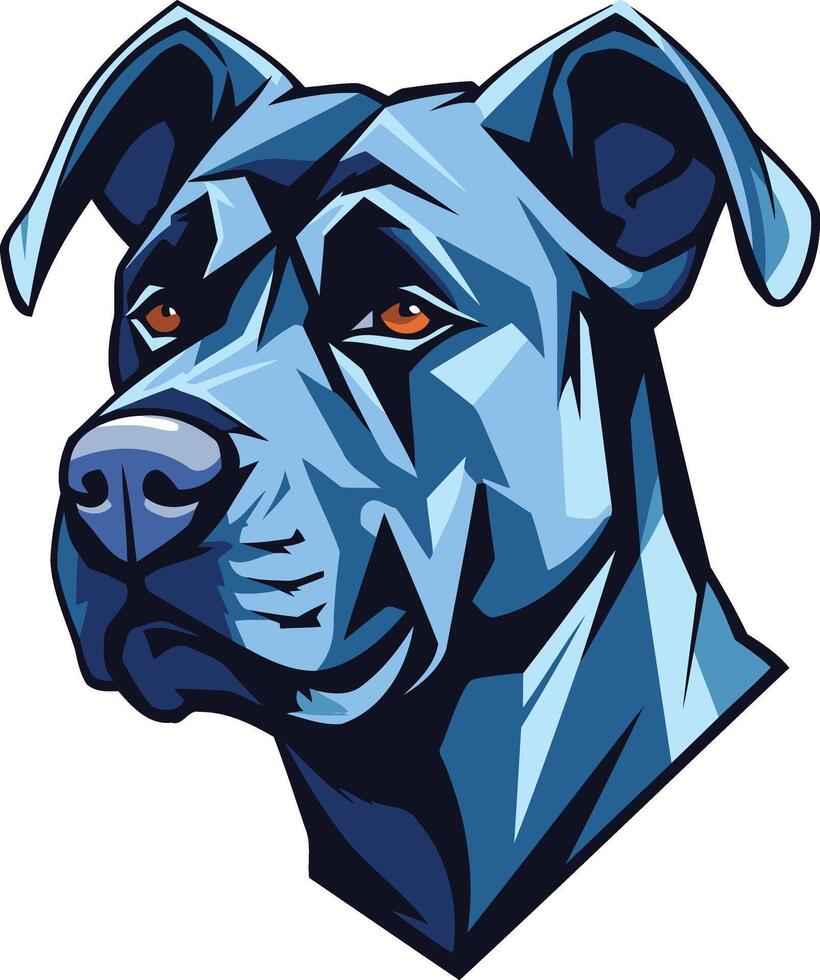 A blue dog head with orange eyes vector