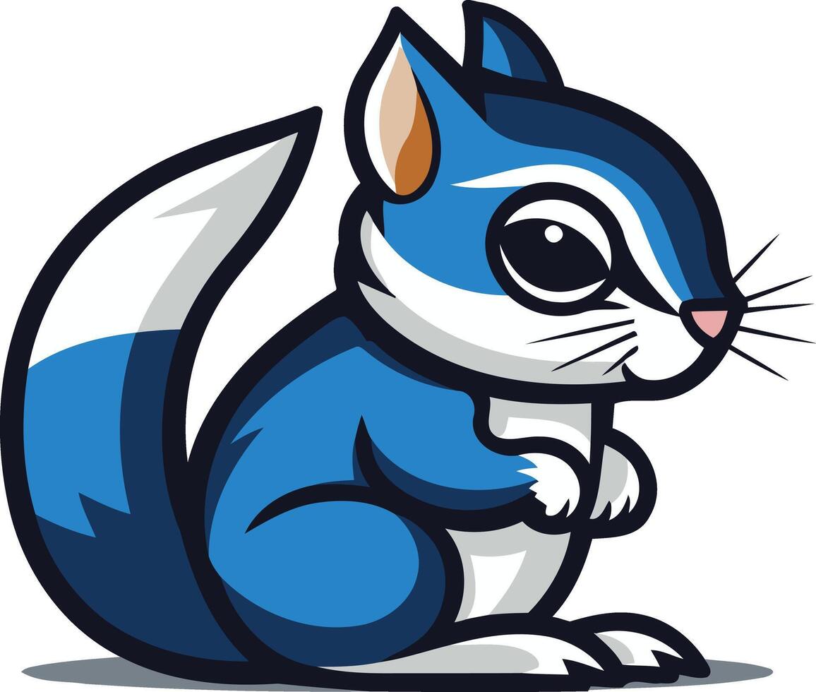 A cartoon blue squirrel with big eyes vector