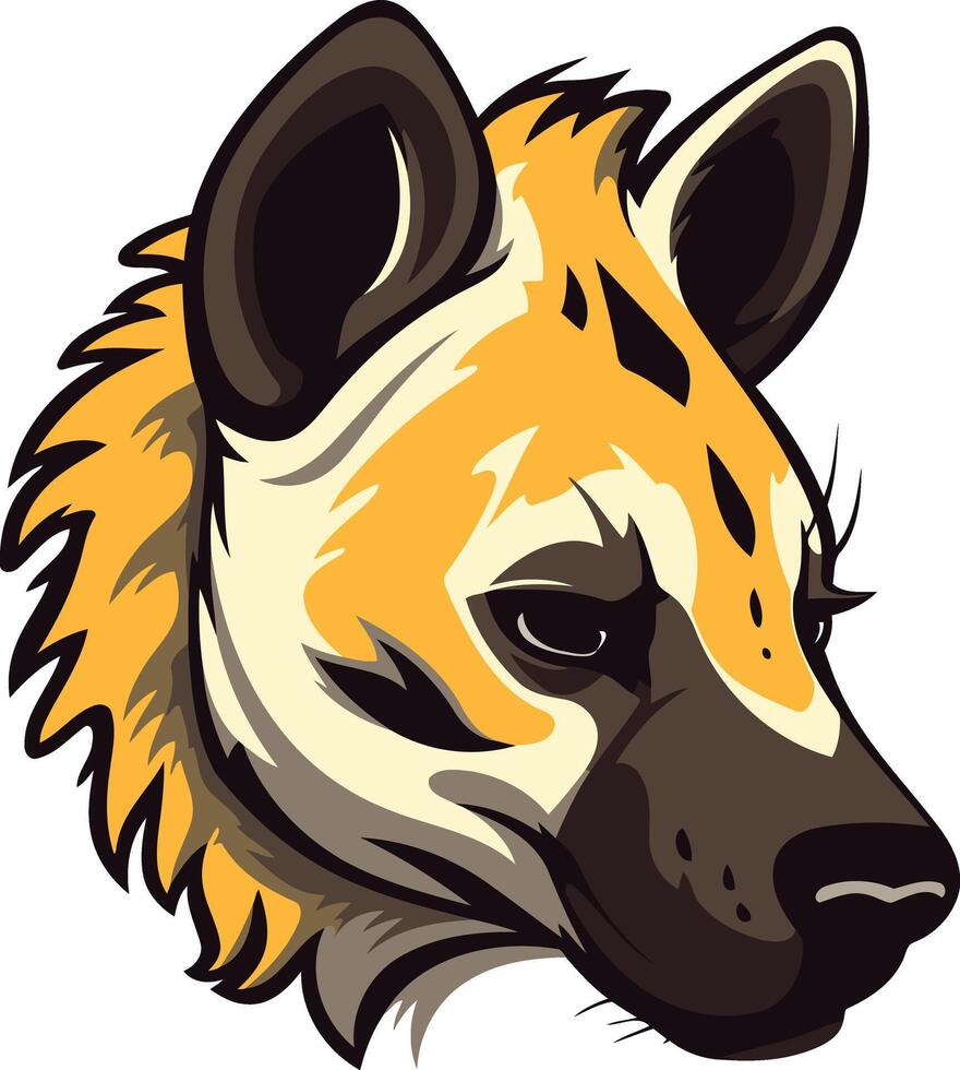 A hyena head with a black and white face vector