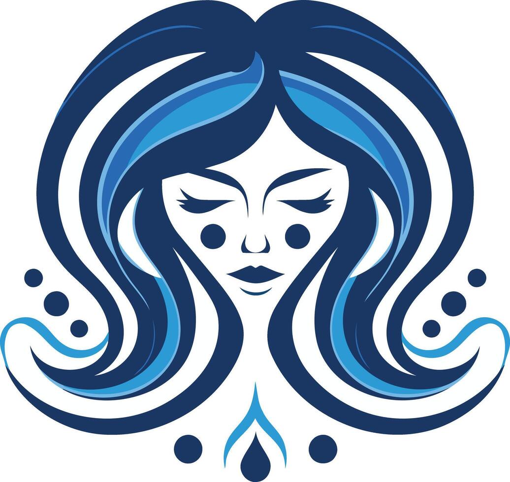A woman with blue hair and a blue background vector