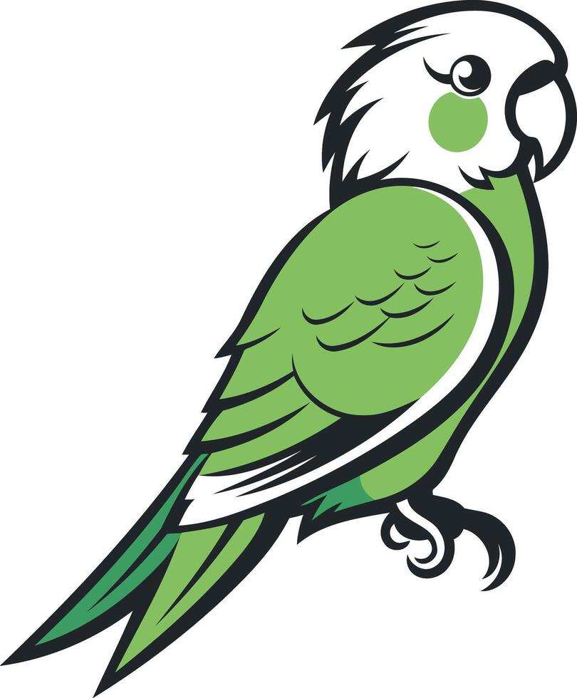 A green parrot with a white beak vector