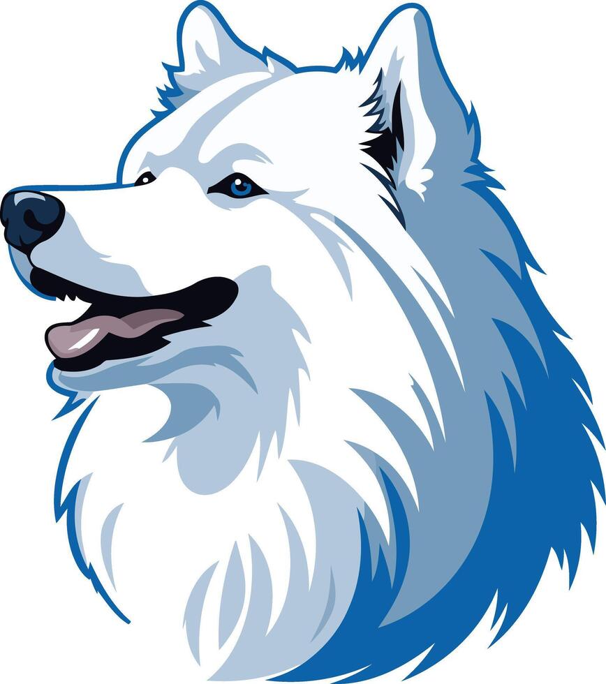 The head of a white dog with blue eyes vector