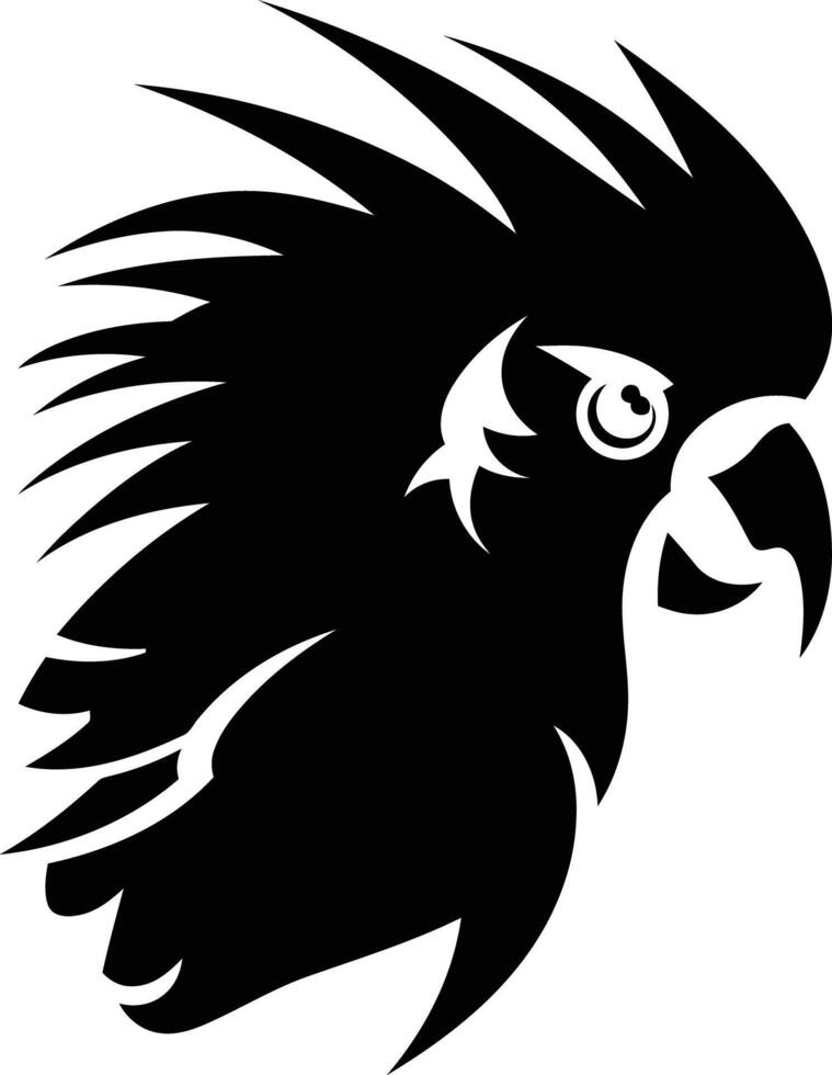 A black and white silhouette of a parrot vector