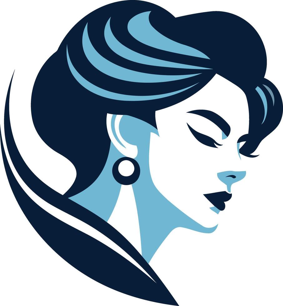 A woman with blue hair and earrings vector