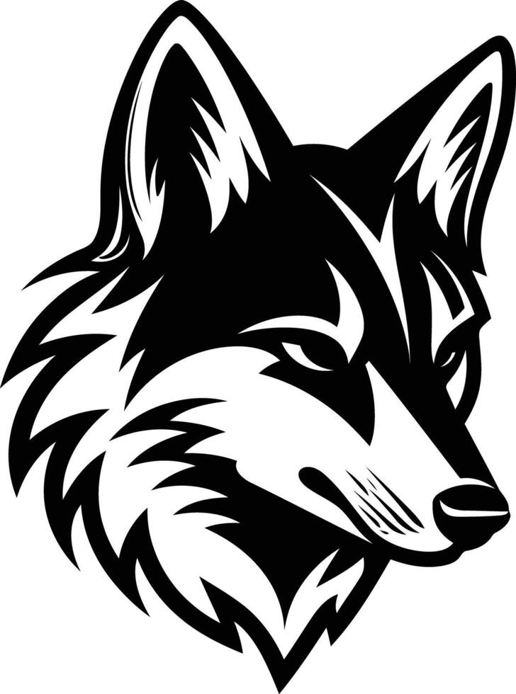 A black and white wolf head on a white background vector