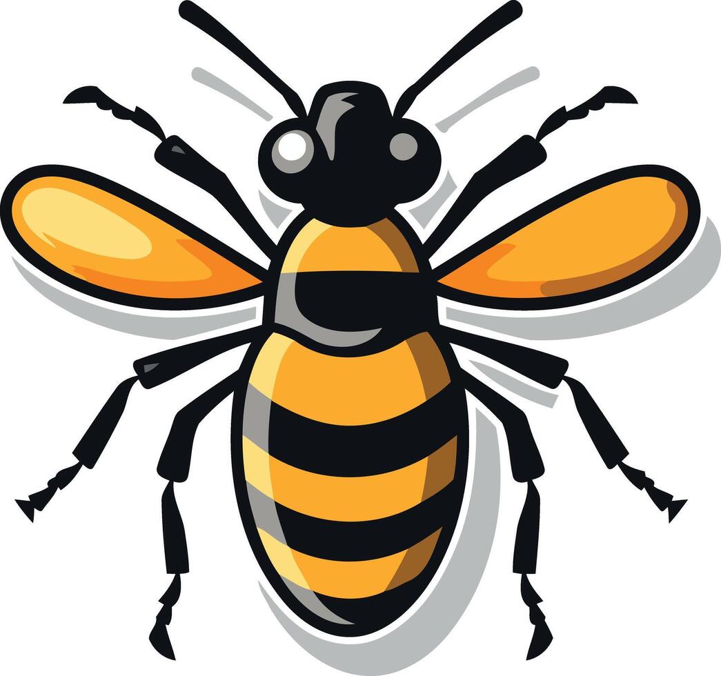 A cartoon bee with black and yellow stripes vector
