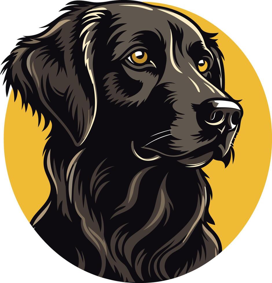 A black labrador dog is shown in a circle vector