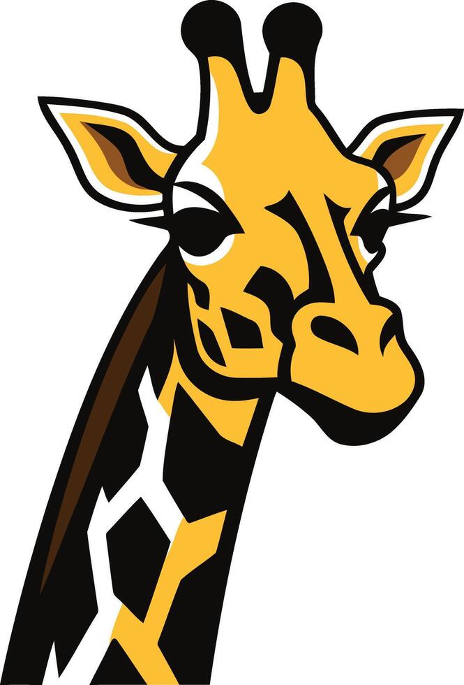 A giraffe head with a black and yellow color scheme vector