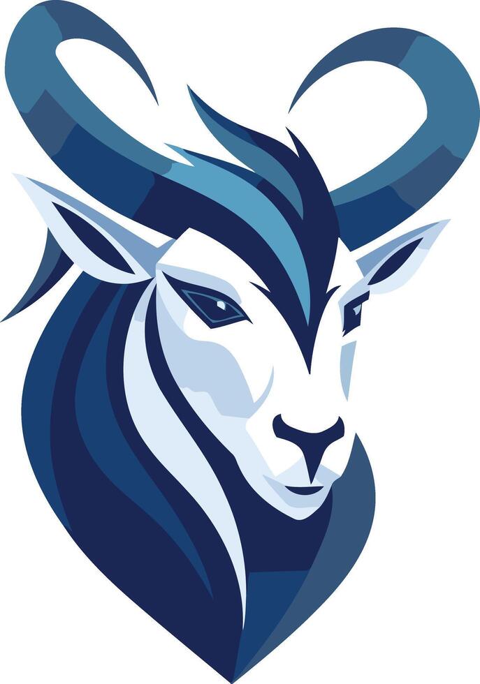 The goat head is blue and white vector