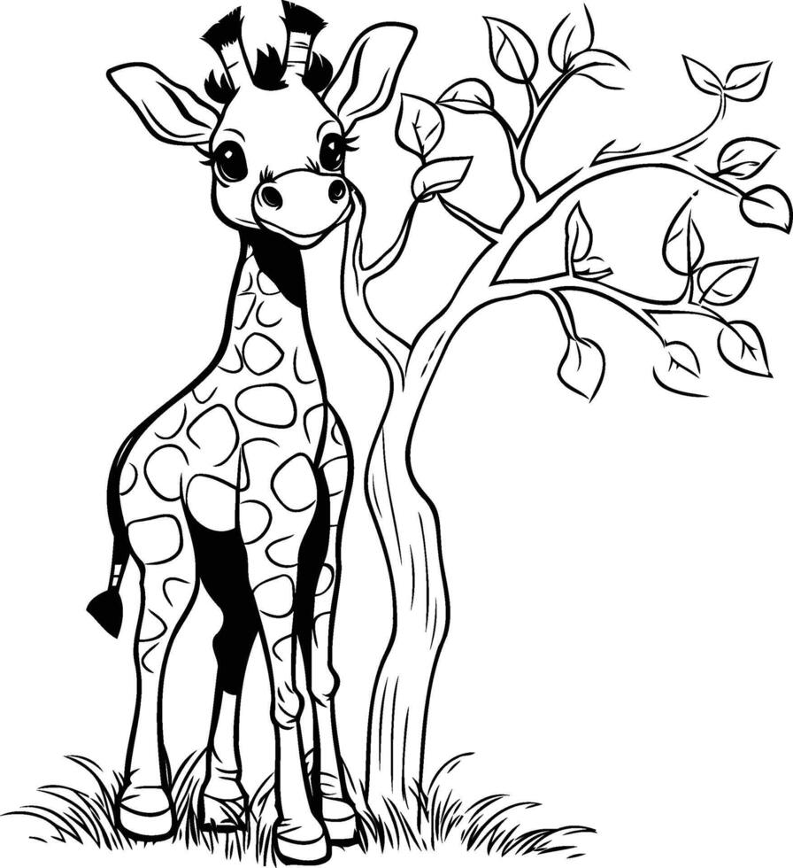 Giraffe coloring pages vector