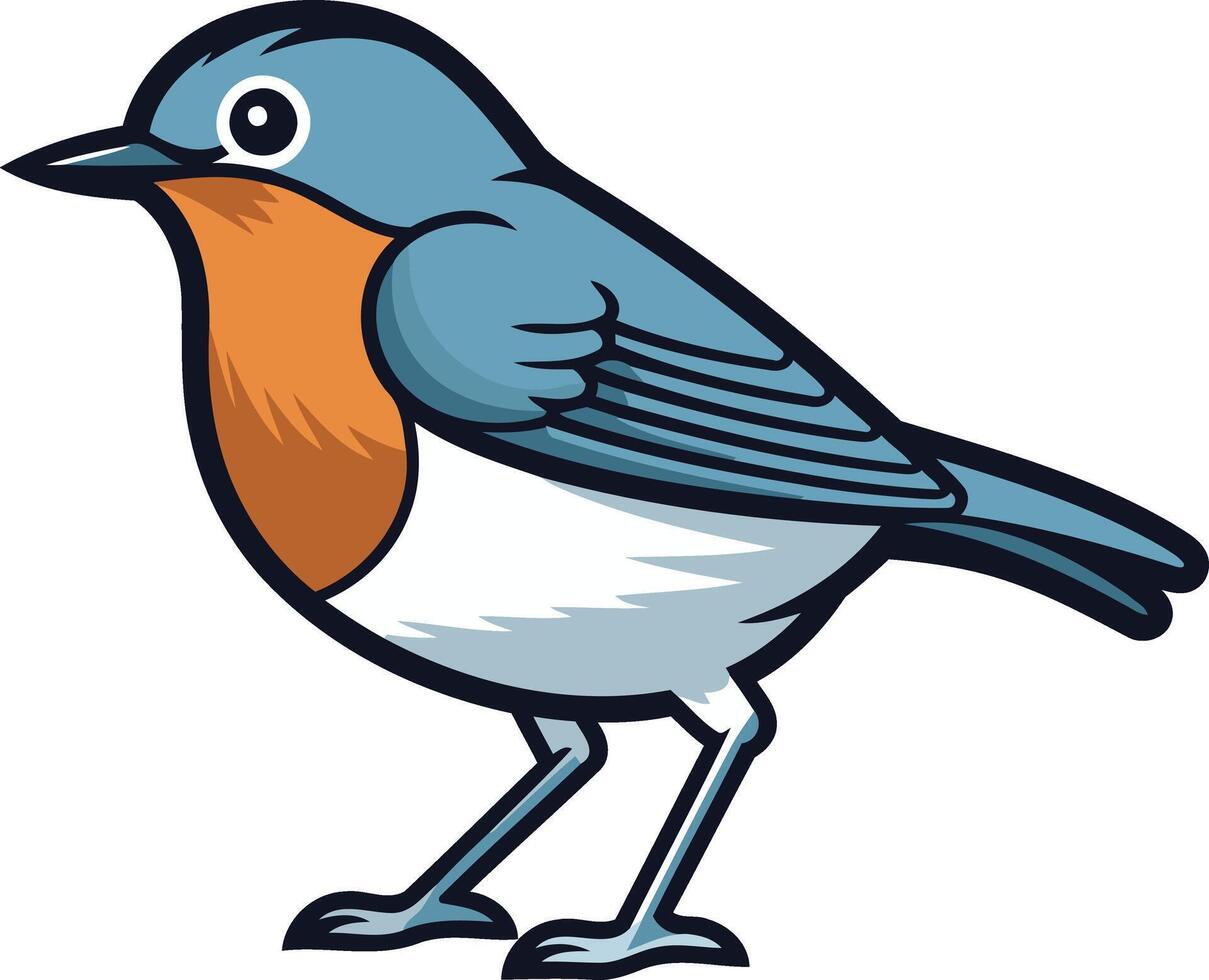 A cartoon bird with orange and blue feathers vector