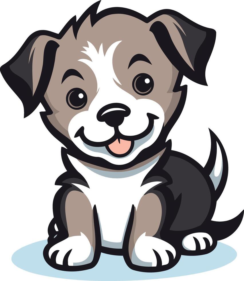 A cartoon dog sitting down with its tongue out vector