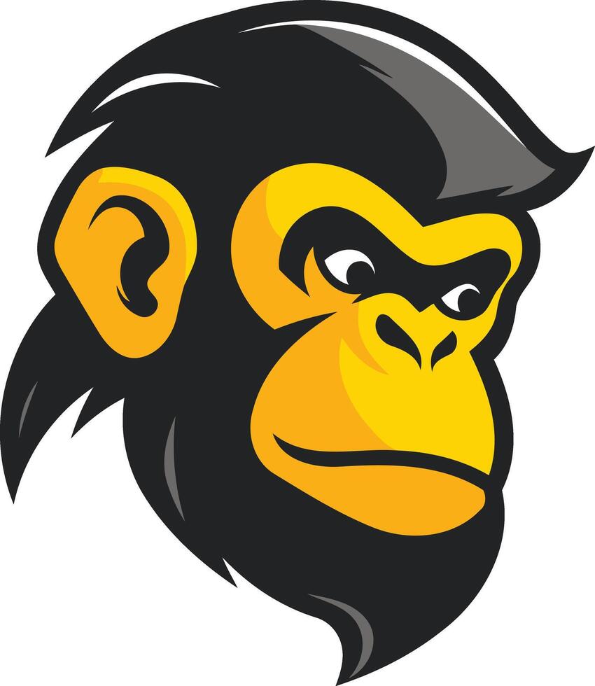A monkey head with a black beard and yellow hair vector