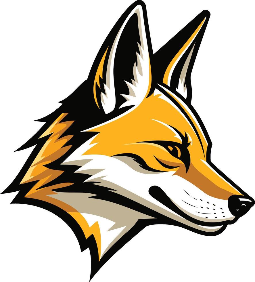A fox head with a yellow and black tail vector